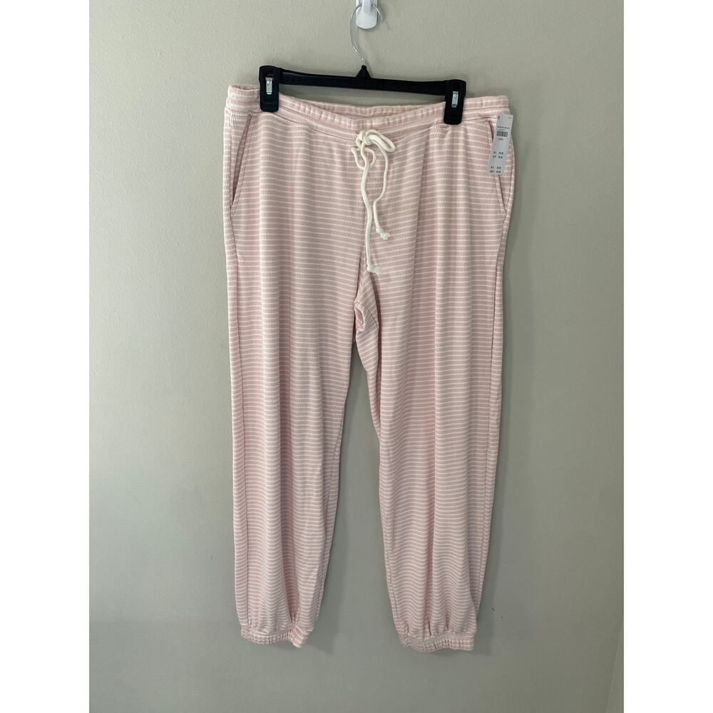 New Gilly Hicks Waffle Knit Pink/White Pajamas Lounge Pants Size Large